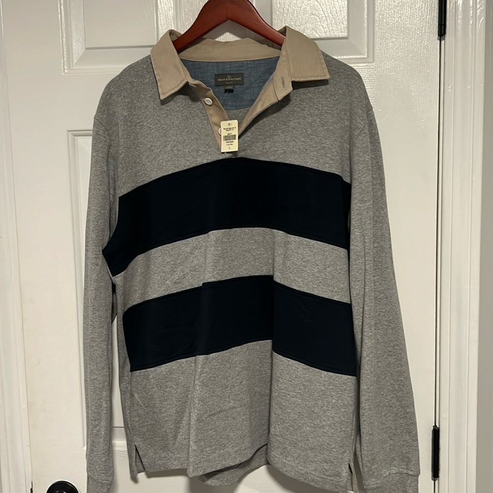 NWT LL Bean Signature Mens Rugby Polo